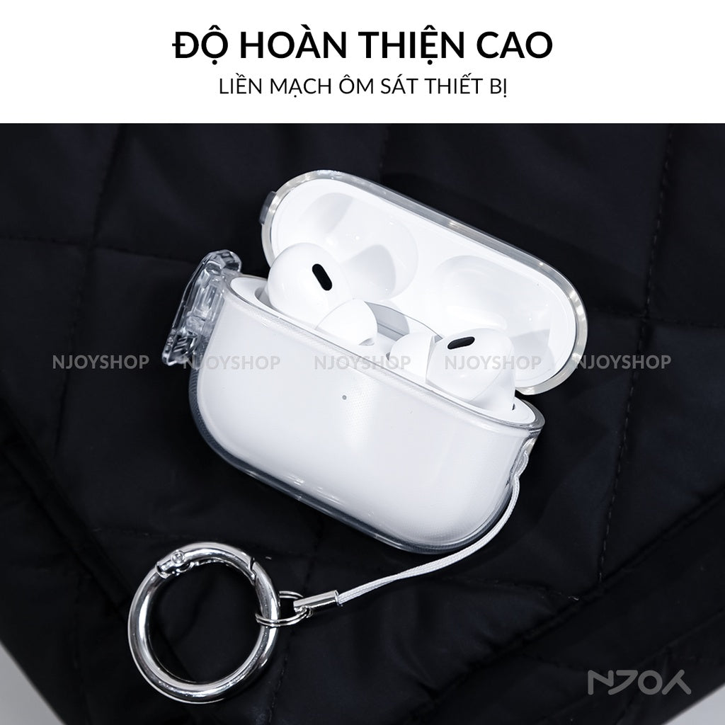 Ốp Trong Suốt Nút Mở Thông Minh Kèm Móc Khóa Tiện Lợi Cho Tai Nghe Airpods 4 3 Airpods Pro 3 2 Njoyshop