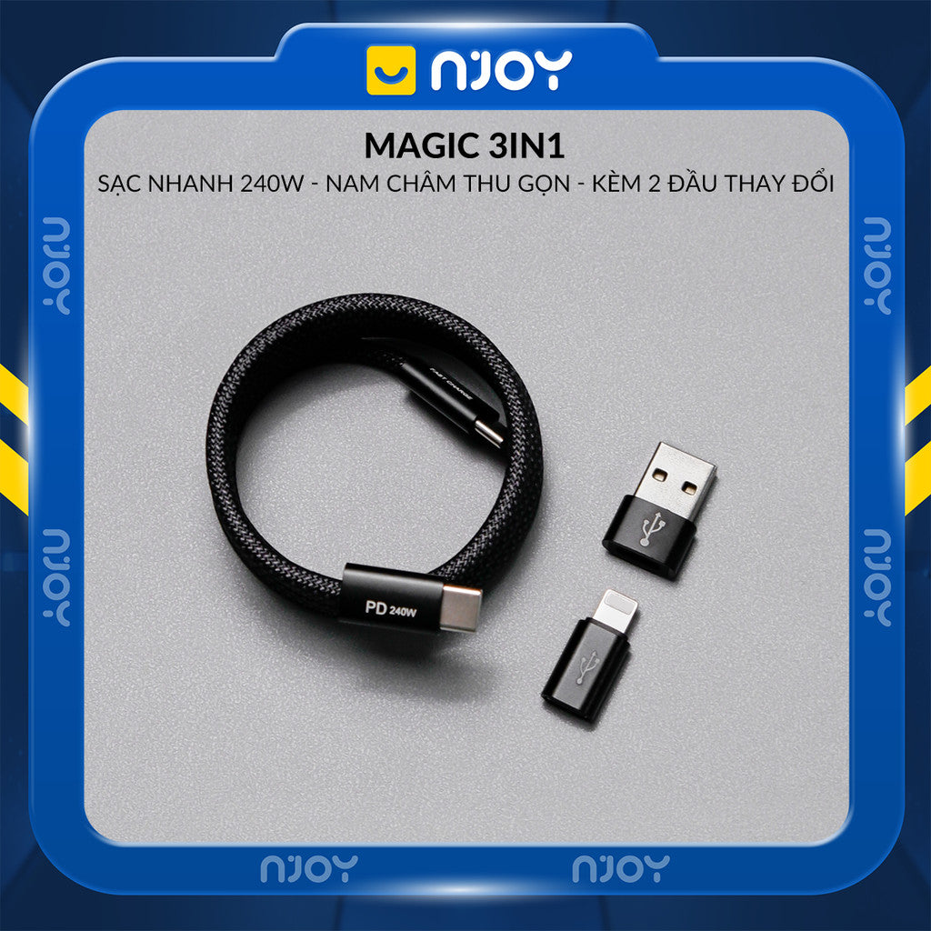 Cáp Sạc Nhanh Đa Năng 3 Trong 1 240W Type C Dây Nylon Cho iPhone MacBook iPad AirPods