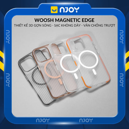 Ốp Nhám Sọc Nổi 3D Njoy Tích Hợp Sạc Nam Châm Từ Tính Cho iPhone 17 Pro Max 16 15 14 13 12