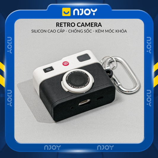 Ốp Silicon In Hình Retro Camera Kèm Móc Khóa Cho Tai Nghe AirPods Pro 3 2 Airpods 4
