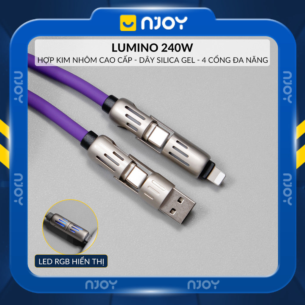 Cáp Sạc Nhanh Đa Năng 4 Trong 1 240W Vỏ Hợp Kim Nhôm Cho iPhone MacBook Laptop