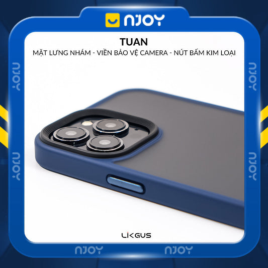 Ốp Nhám Viền Màu Chống Vân Tay Likgus Nút Kim Loại Cho iPhone 17 Pro Max 16 15 14 13 12 11