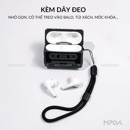 Ốp In Hình Cassette Silicon Kèm Dây Đeo Cho Tai Nghe Airpods 4 3 Airpods Pro 3 2 Njoyshop