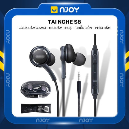Tai Nghe Nhét Tai Akg S8 Chân Cắm 3.5 Mm Kèm Bộ Núm Có Mic Hỗ Trợ Bass Ấm Chơi Game Njoyshop