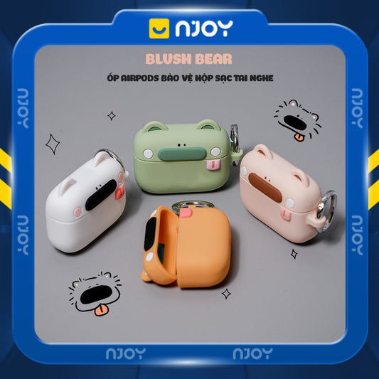Ốp Silicon In Hình Gấu Dễ Thương Chống Sốc Kèm Móc Khóa Cho AirPods Pro 3 2