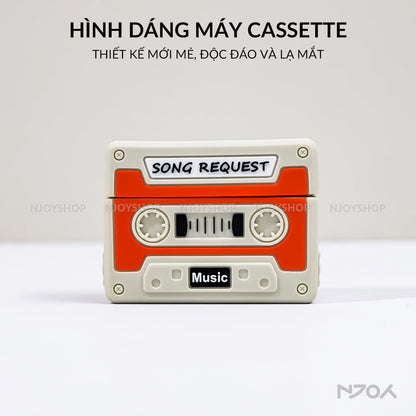 Ốp In Hình Cassette Silicon Kèm Dây Đeo Cho Tai Nghe Airpods 4 3 Airpods Pro 3 2 Njoyshop