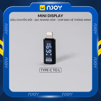 Đầu Chuyển Type-C Sang Cổng Lightning 35W Njoy Màn Hình Led Cho iPhone iPad Airpods