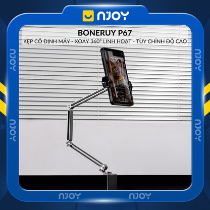Giá Đỡ Máy Tính Bảng Boneruy P67 Hợp Kim Nhôm Cao Cấp Điều Chỉnh Độ Cao Xoay 360 Độ Đệm Chống Trượt