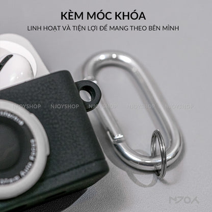 Ốp Silicon In Hình Retro Camera Kèm Móc Khóa Cho Tai Nghe AirPods Pro 3 2 Airpods 4