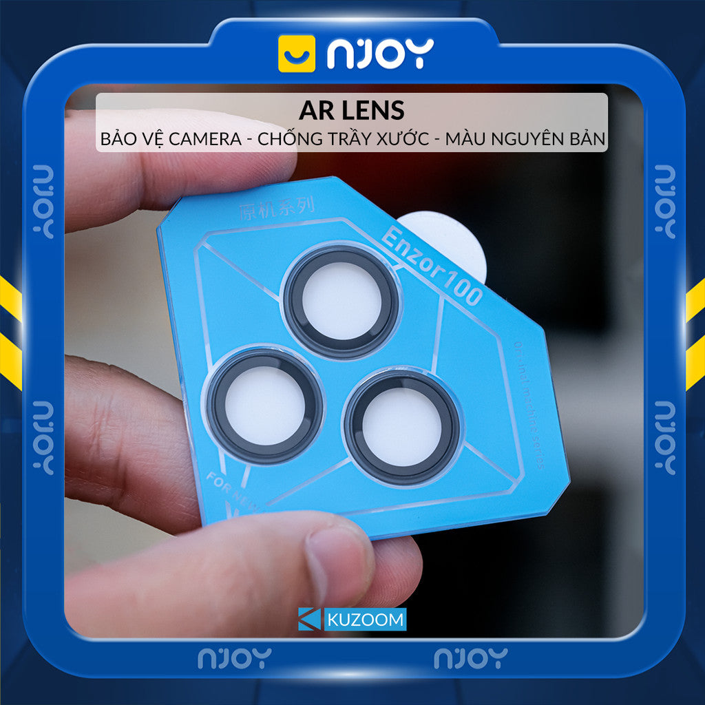 Cường Lực Camera Kuzoom AR Có Khung Dán Cho iPhone 16 Pro Max 15 14 13 12 11