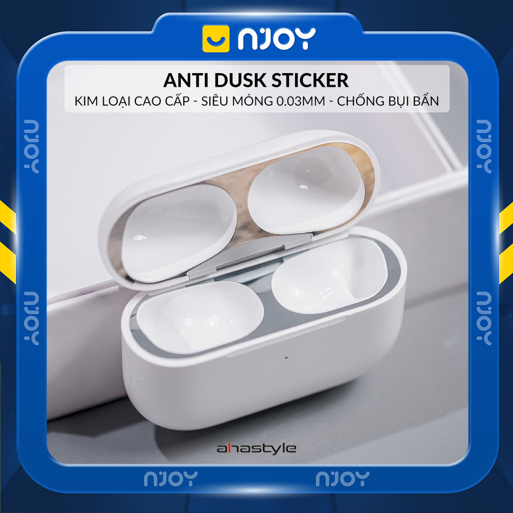 Miếng Dán Kim Loại Ahastyle Cao Cấp Chống Bụi Bảo Vệ Hộp Sạc Tai Nghe Airpods Pro 2 3 4
