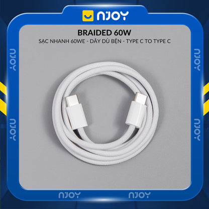 Cáp Sạc Nhanh Type C To C 60W Dây Dù Chống Đứt Gãy Cho iPhone 16 Pro Max 15 iPad Airpods Laptop