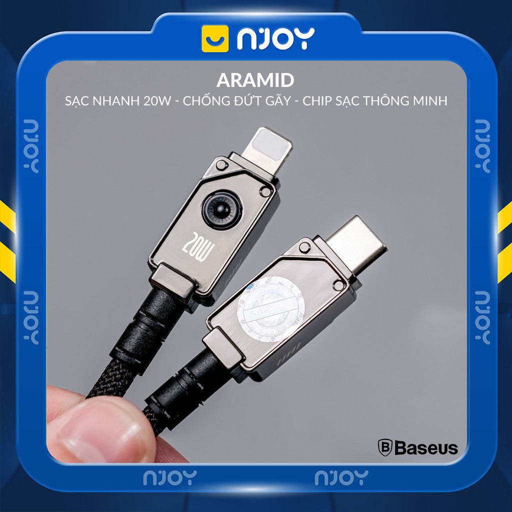 Cáp Sạc Nhanh Baseus 20W Có Đèn Led Dây Bện Chống Đứt Gãy Dài 1m 2m Cho iPhone 11 12 13 14 Pro Max