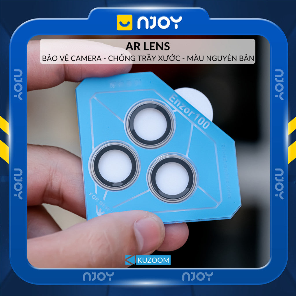 Cường Lực Camera Kuzoom AR Có Khung Dán Cho iPhone 16 Pro Max 15 14 13 12 11