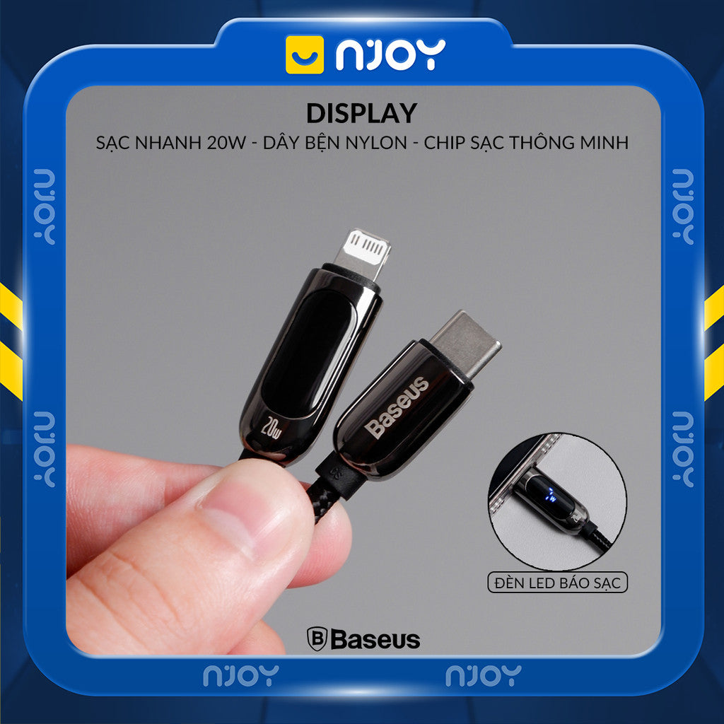 Cáp Sạc Nhanh 20W Baseus Có Màn Hình Led Type C to Lightning Cho iPhone