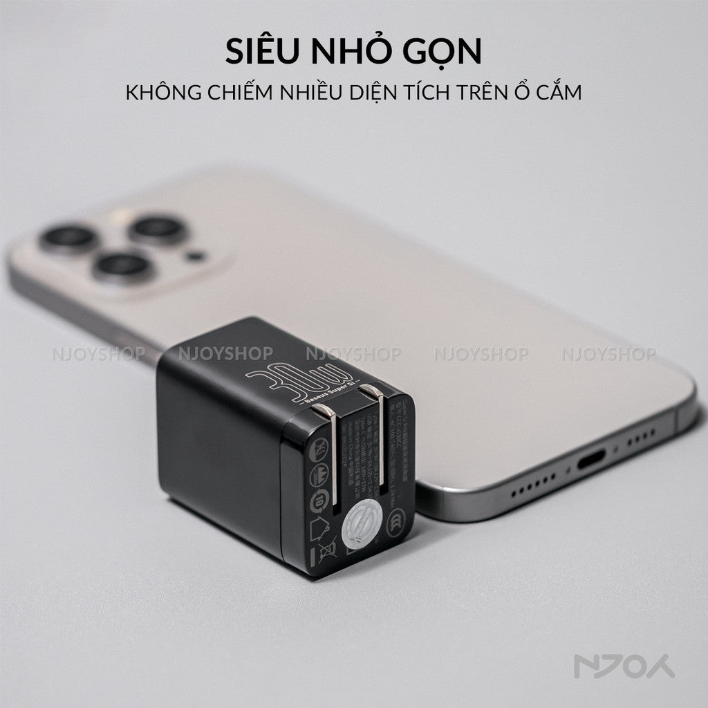 Củ Sạc Nhanh 30w Baseus 2 Cổng USB A & Type C QC 3.0 PD 3.0 Cho Điện Thoại Máy Tính Bảng Njoyshop