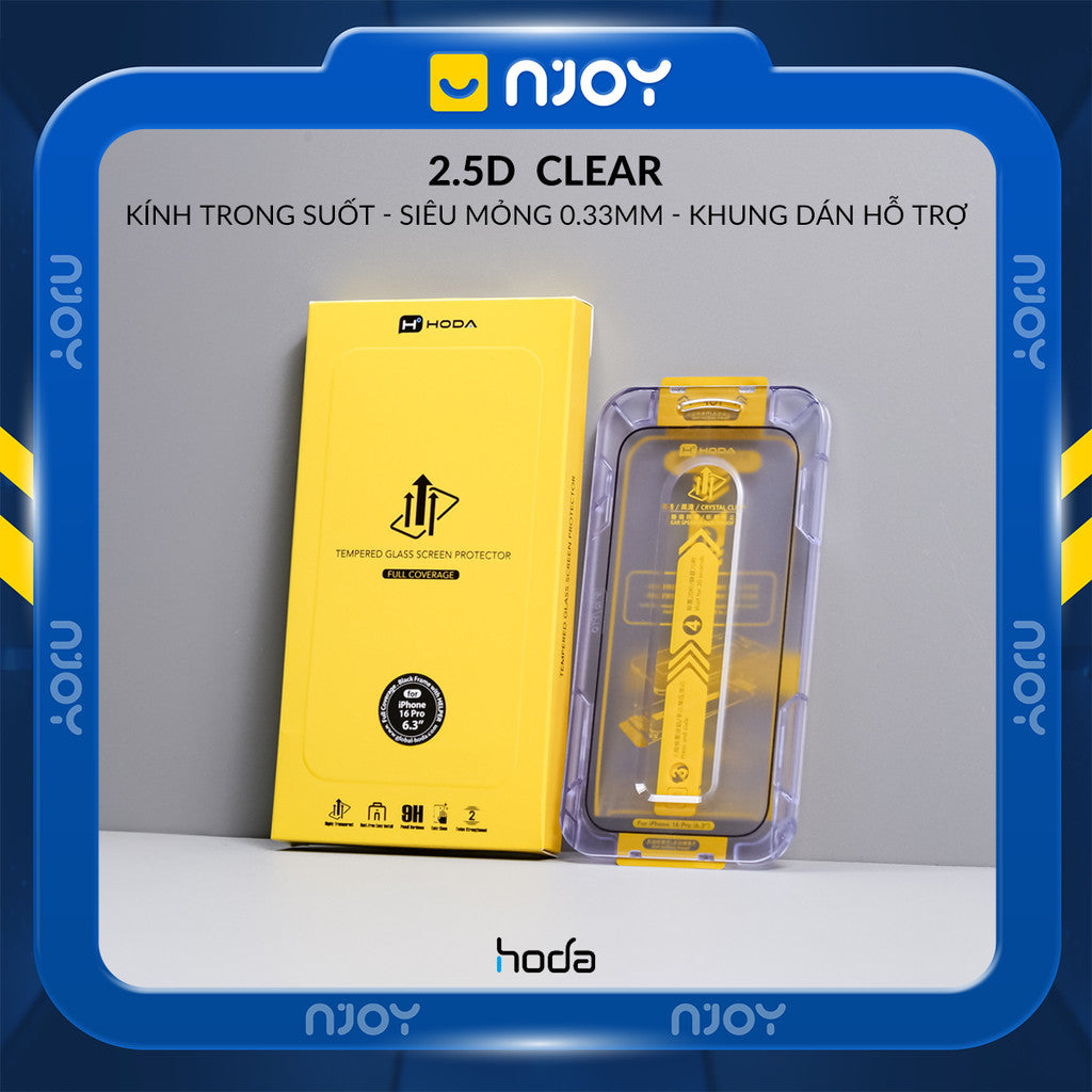 Kính Cường Lực Hoda Trong Suốt 3D Khung Tự Dán Cho iPhone 17 Pro Max 16 15