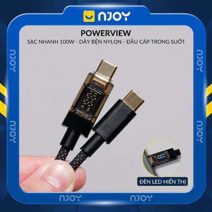 Cáp Sạc Nhanh Type C To Type C Trong Suốt Đèn Led Cho iPhone MacBook Laptop