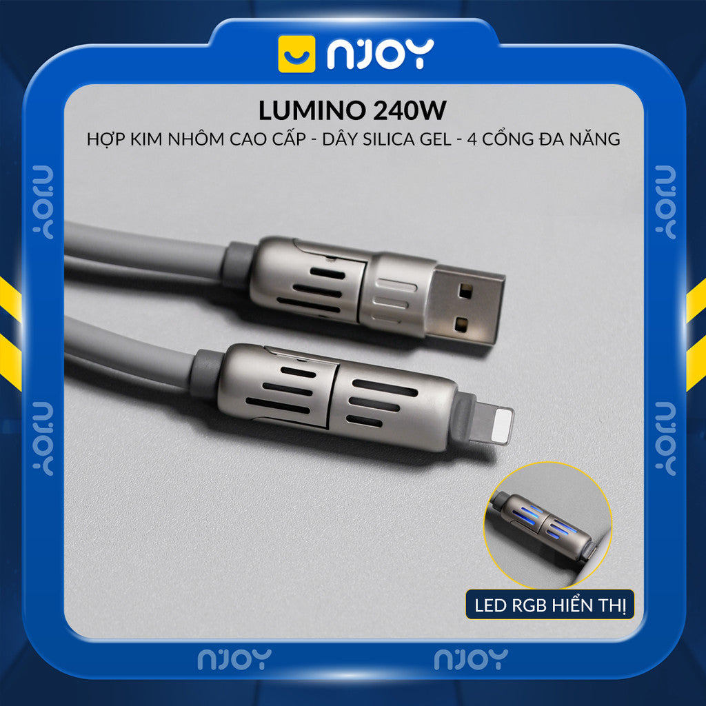 Cáp Sạc Nhanh Đa Năng 4 Trong 1 240W Vỏ Hợp Kim Nhôm Cho iPhone MacBook Laptop