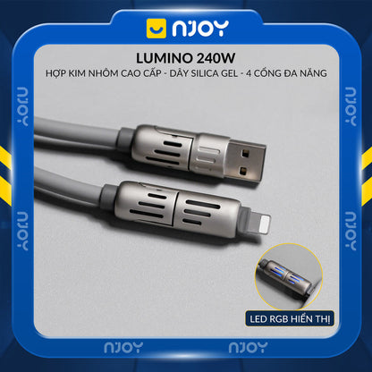 Cáp Sạc Nhanh Đa Năng 4 Trong 1 240W Vỏ Hợp Kim Nhôm Cho iPhone MacBook Laptop