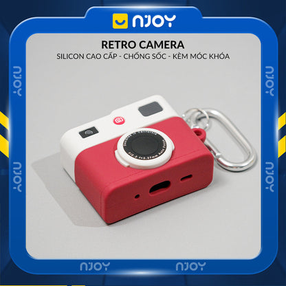 Ốp Silicon In Hình Retro Camera Kèm Móc Khóa Cho Tai Nghe AirPods Pro 3 2 Airpods 4
