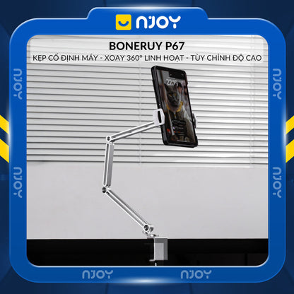 Giá Đỡ Máy Tính Bảng Boneruy P67 Hợp Kim Nhôm Cao Cấp Điều Chỉnh Độ Cao Xoay 360 Độ Đệm Chống Trượt