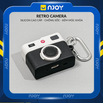 Ốp Silicon In Hình Retro Camera Kèm Móc Khóa Cho Tai Nghe AirPods Pro 3 2 Airpods 4