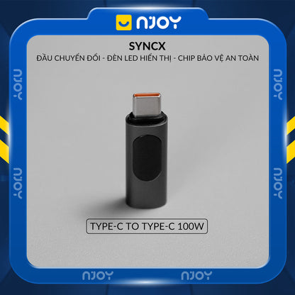 Đầu Chuyển Type C To Type C 100W Njoy Với Màn Hình Led Cho iPhone iPad MacBook Laptop