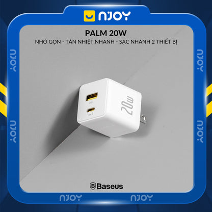 Củ Sạc Nhanh 20W Baseus Palm 2 Cổng Type C USB-A Nhỏ Gọn Cho iPhone Samsung