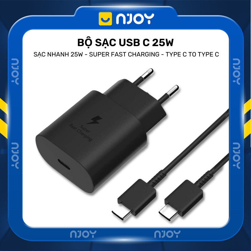 Bộ Sạc Nhanh 25w Chân Cắm Type C Cho Note 10 Note 20 A71, A70, A80, A90, S20, S20+, S20 Ultra Njoyshop