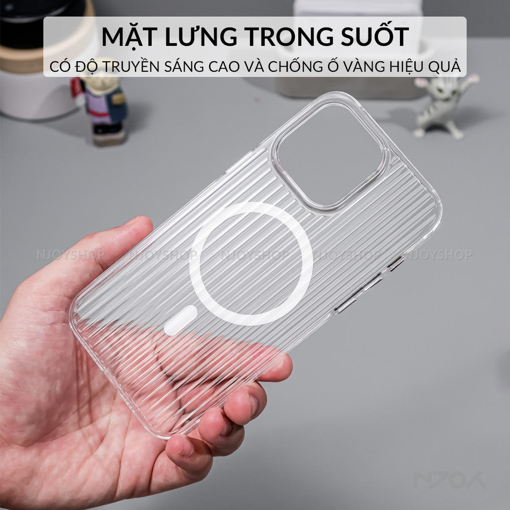 Ốp Siêu Mỏng Trong Suốt Hỗ Trợ Sạc Không Dây Bảo Vệ Camera Cho iPhone