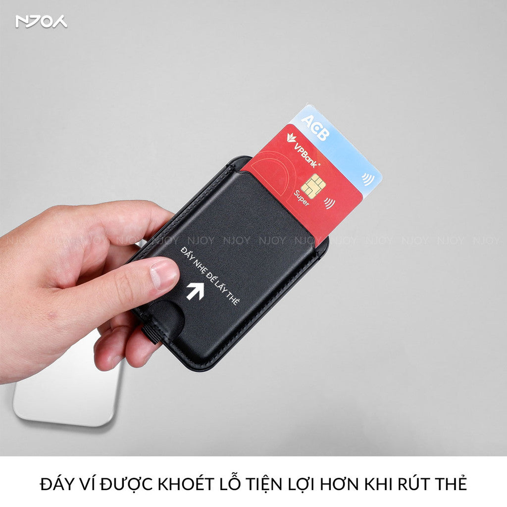 Ví Đựng Thẻ Magsafe Leather Kiêm Giá Đỡ Cho Điện Thoại iPhone 16 Pro Max 15 14 13 12