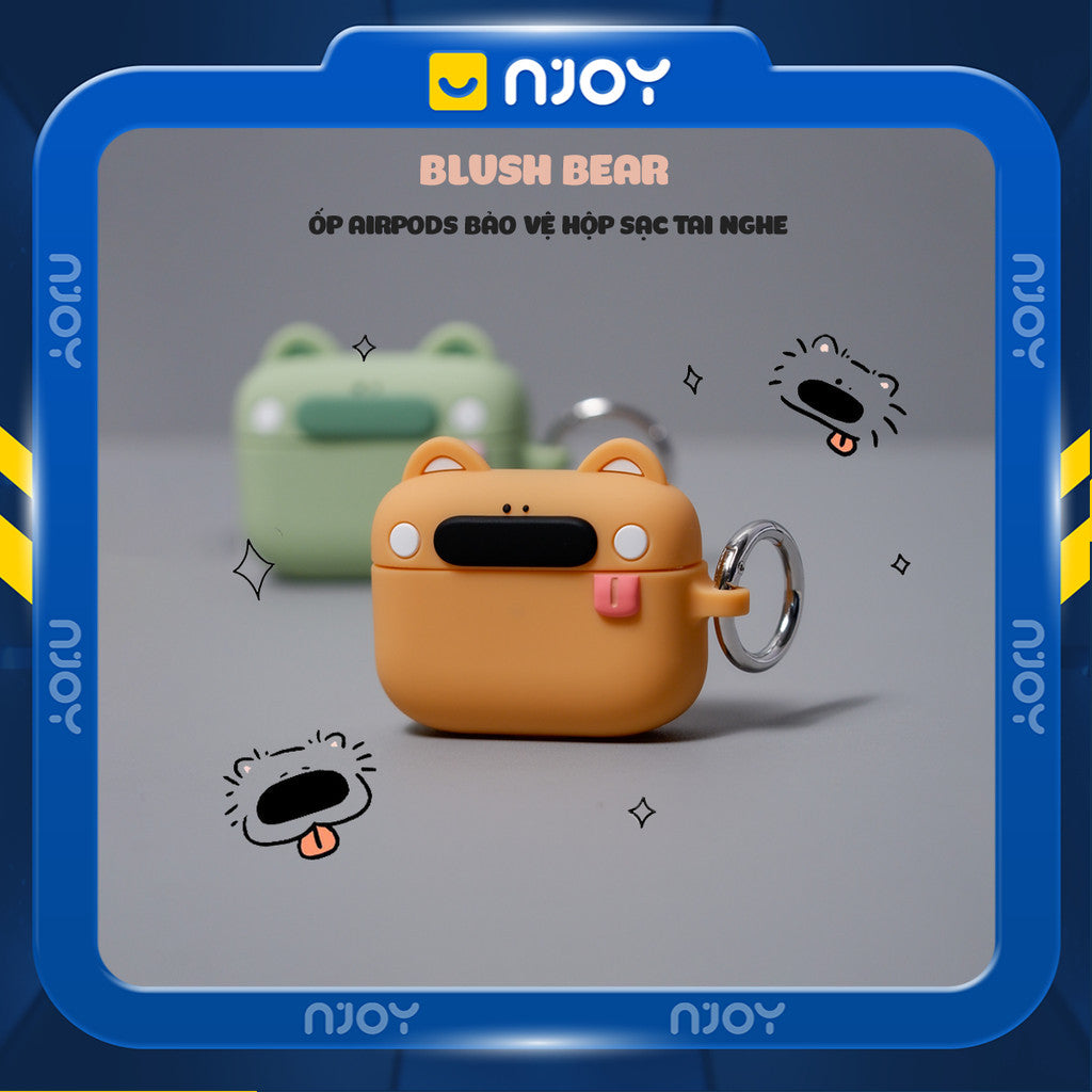Ốp Silicon In Hình Gấu Dễ Thương Chống Sốc Kèm Móc Khóa Cho AirPods Pro 3 2