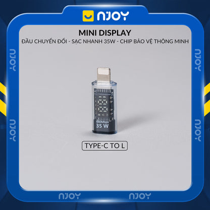 Đầu Chuyển Type-C Sang Cổng Lightning 35W Njoy Màn Hình Led Cho iPhone iPad Airpods