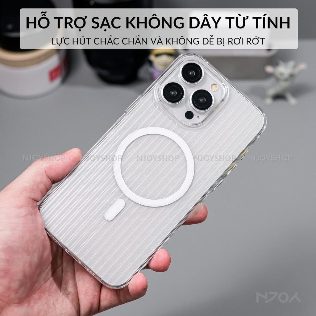 Ốp Siêu Mỏng Trong Suốt Hỗ Trợ Sạc Không Dây Bảo Vệ Camera Cho iPhone