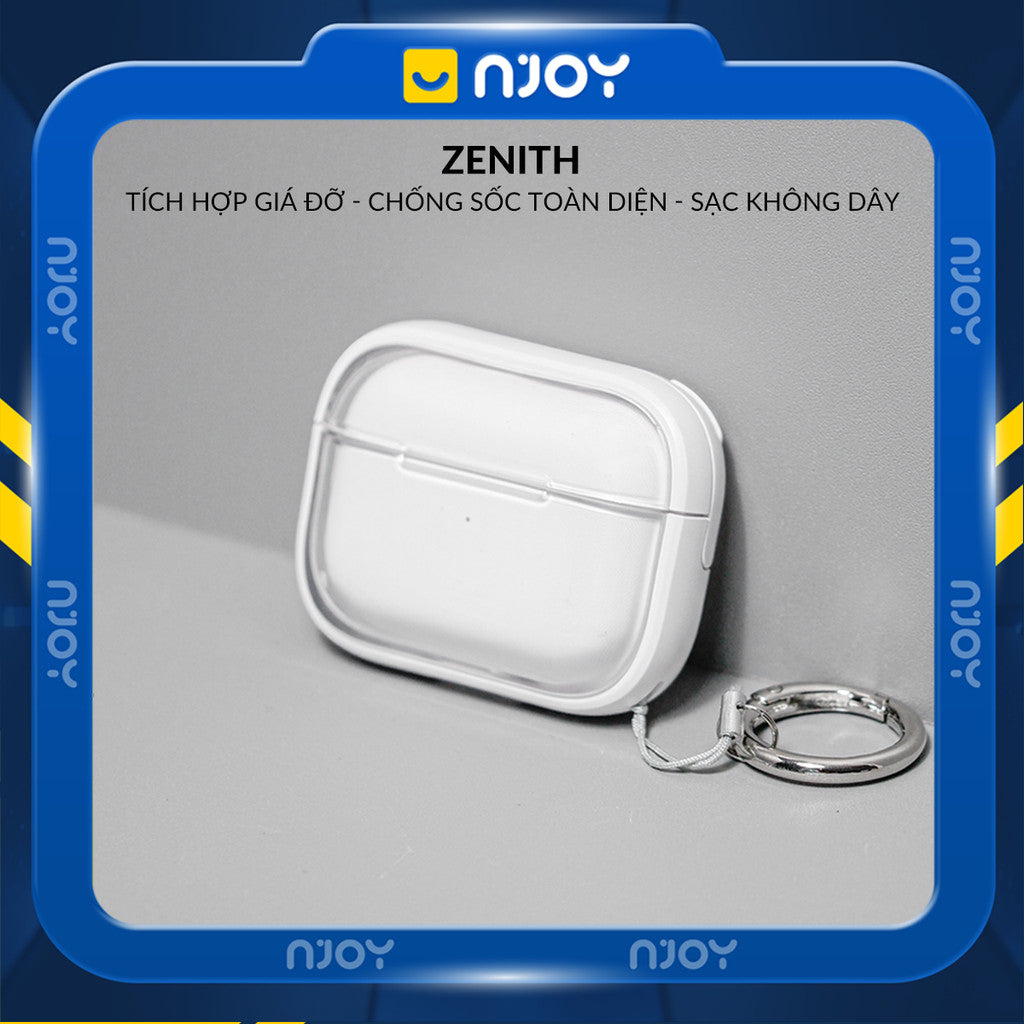 Ốp Trong Suốt Khóa Cài Viền Màu Hỗ Trợ Sạc Không Dây Kèm Móc Khóa Cho AirPods Pro 2 3