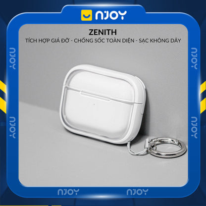 Ốp Trong Suốt Khóa Cài Viền Màu Hỗ Trợ Sạc Không Dây Kèm Móc Khóa Cho AirPods Pro 2 3