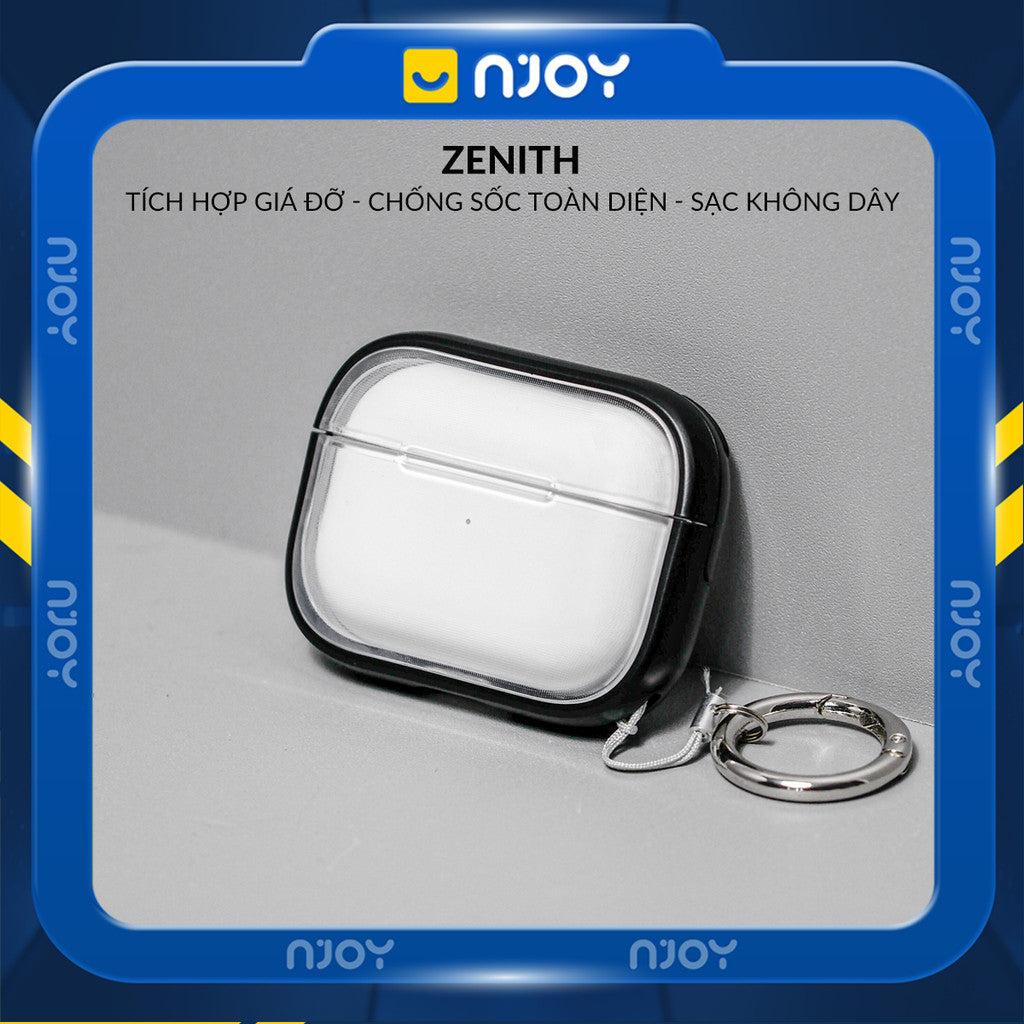 Ốp Trong Suốt Khóa Cài Viền Màu Hỗ Trợ Sạc Không Dây Kèm Móc Khóa Cho AirPods Pro 2 3