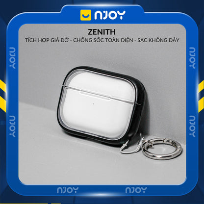 Ốp Trong Suốt Khóa Cài Viền Màu Hỗ Trợ Sạc Không Dây Kèm Móc Khóa Cho AirPods Pro 2 3