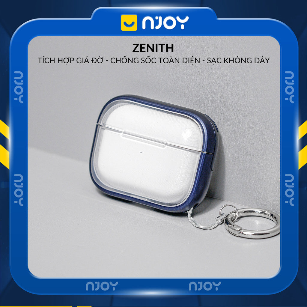 Ốp Trong Suốt Khóa Cài Viền Màu Hỗ Trợ Sạc Không Dây Kèm Móc Khóa Cho AirPods Pro 2 3