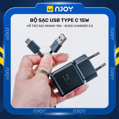 Bộ Sạc Nhanh Type C 15W QC 3.0 Cho Điện Thoại Samsung Xiaomi Oppo