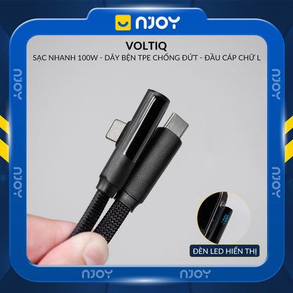 Cáp Sạc Nhanh Chữ L Type C To Type C Dạng Gập Đèn Led Hiển Thị Cho iPhone Macbook Laptop