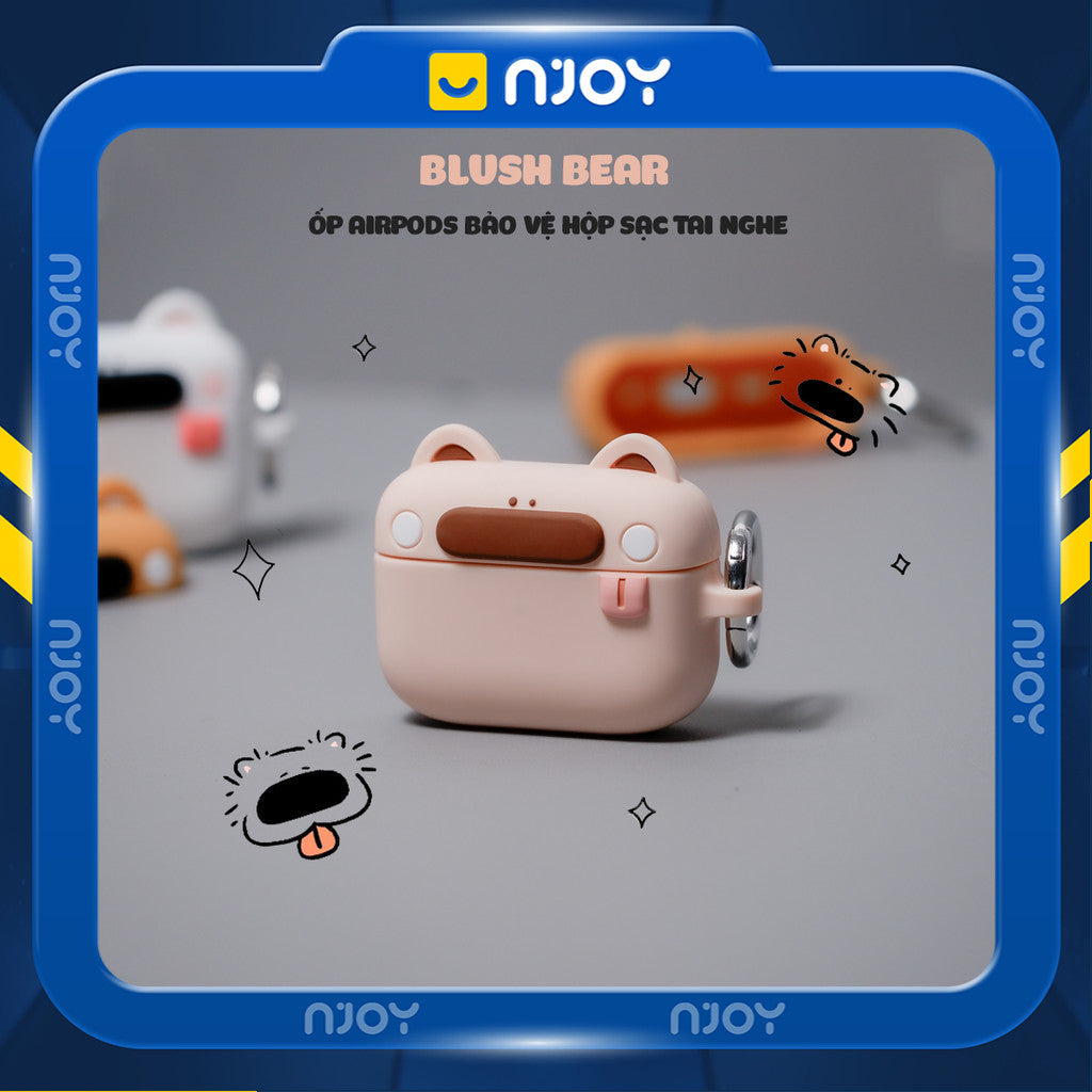 Ốp Silicon In Hình Gấu Dễ Thương Chống Sốc Kèm Móc Khóa Cho AirPods Pro 3 2