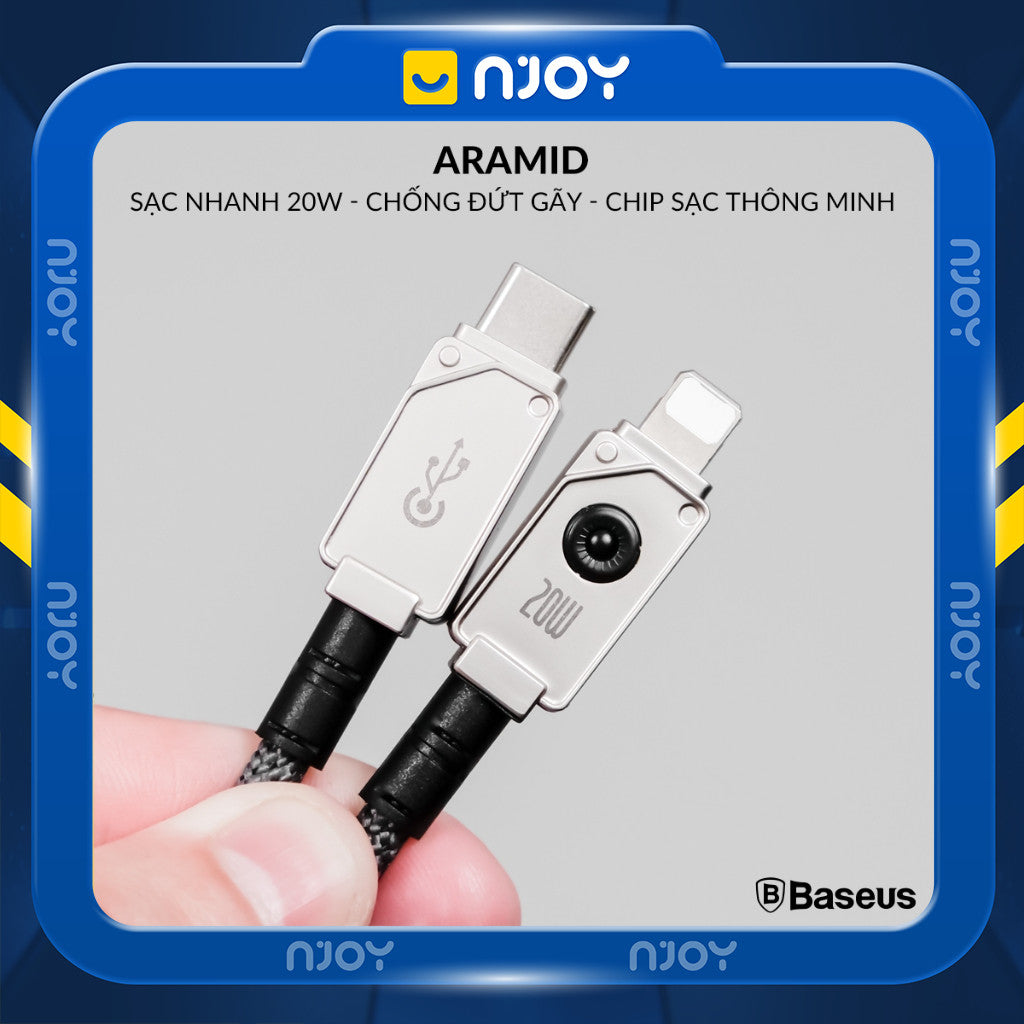 Cáp Sạc Nhanh Baseus 20W Có Đèn Led Dây Bện Chống Đứt Gãy Dài 1m 2m Cho iPhone 11 12 13 14 Pro Max