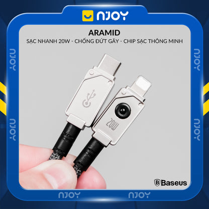 Cáp Sạc Nhanh Baseus 20W Có Đèn Led Dây Bện Chống Đứt Gãy Dài 1m 2m Cho iPhone 11 12 13 14 Pro Max