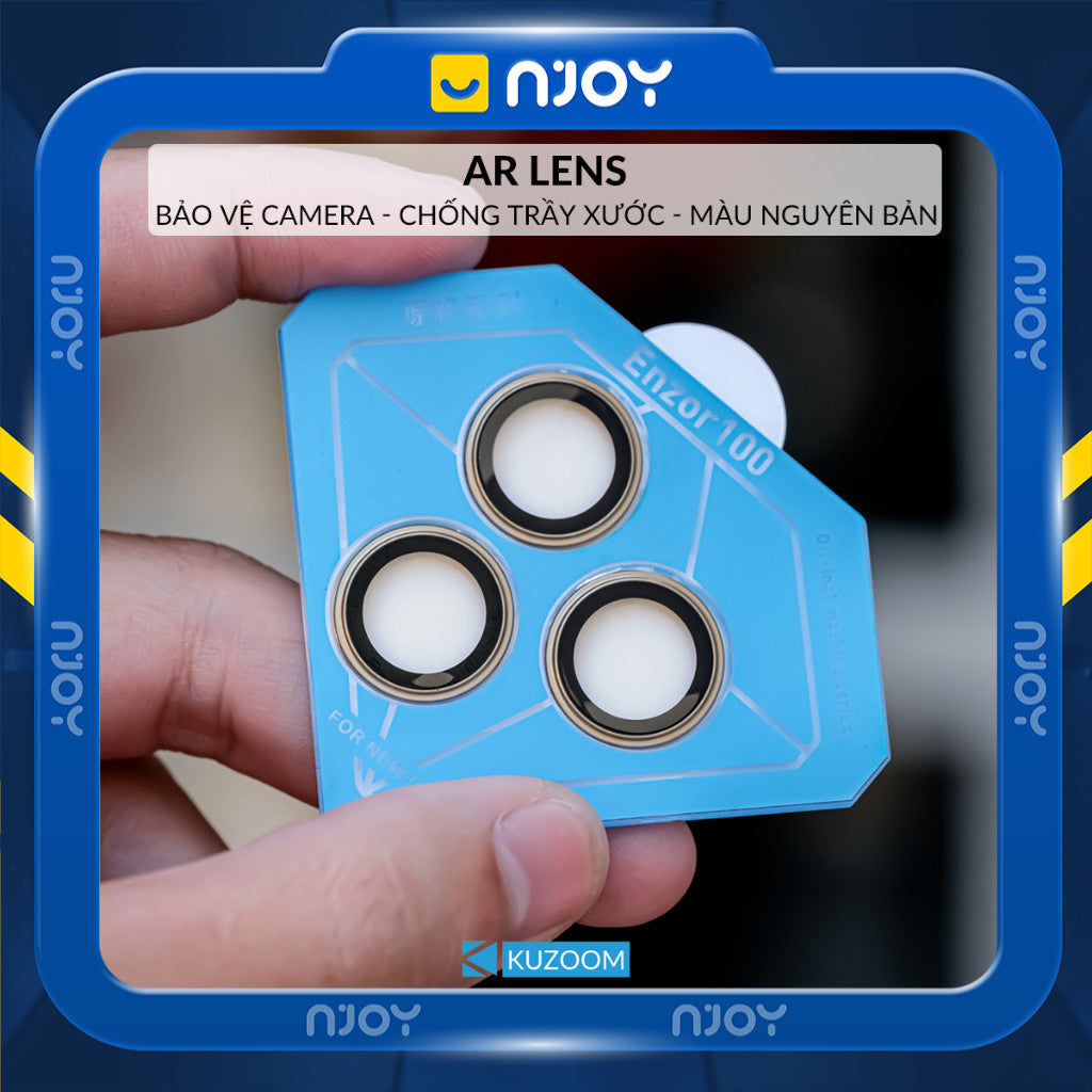 Cường Lực Camera Kuzoom AR Có Khung Dán Cho iPhone 16 Pro Max 15 14 13 12 11