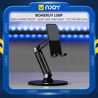 Giá Đỡ Điện Thoại Máy Tính Bảng Boneruy Để Bàn Xoay 360 Độ Điều Chỉnh Độ Cao Hợp Kim Nhôm Cao Cấp