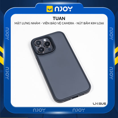 Ốp Nhám Viền Màu Chống Vân Tay Likgus Nút Kim Loại Cho iPhone 17 Pro Max 16 15 14 13 12 11