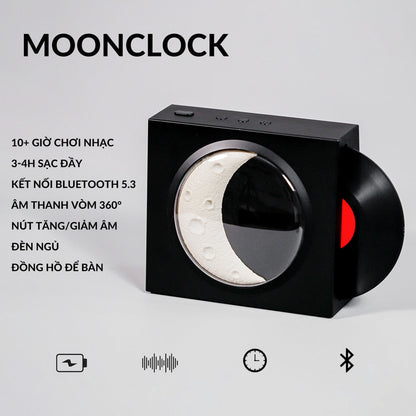 Loa Bluetooth Đĩa Than Xoay Mặt Trăng Retro Có Đèn Trang Trí Phòng Ngủ Để Bàn Quà Tặng