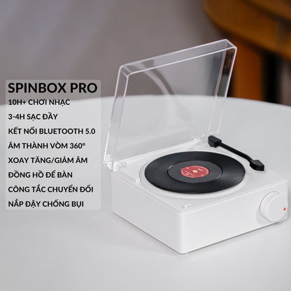 Loa Bluetooth Vintage Đĩa Than Xoay Trong Suốt Để Bàn Trang Trí Phòng Ngủ Quà Tặng